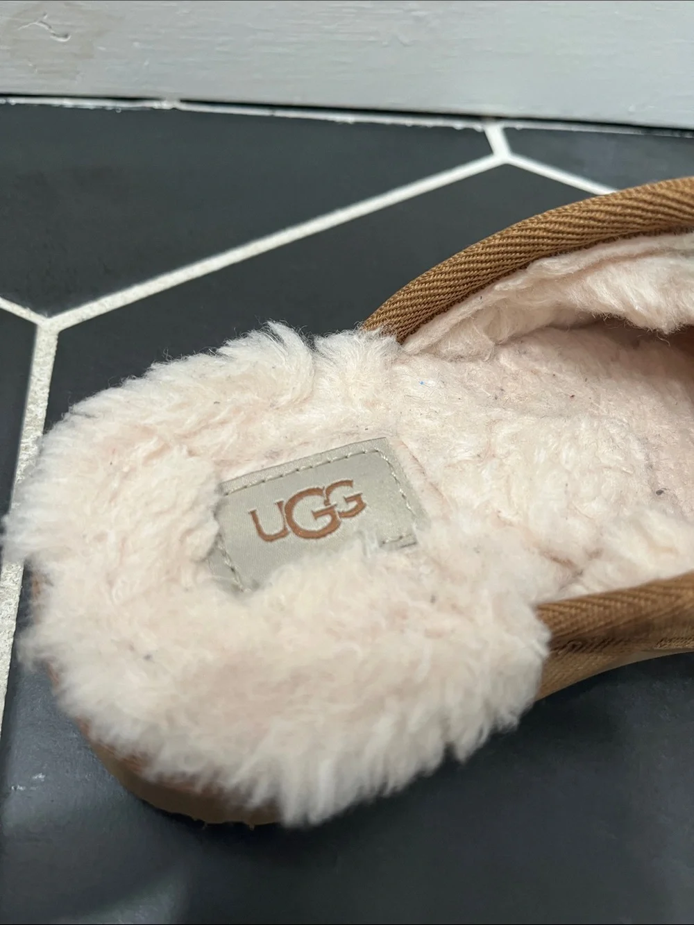UGG Chestnut Suede Shearling Clog Slippers